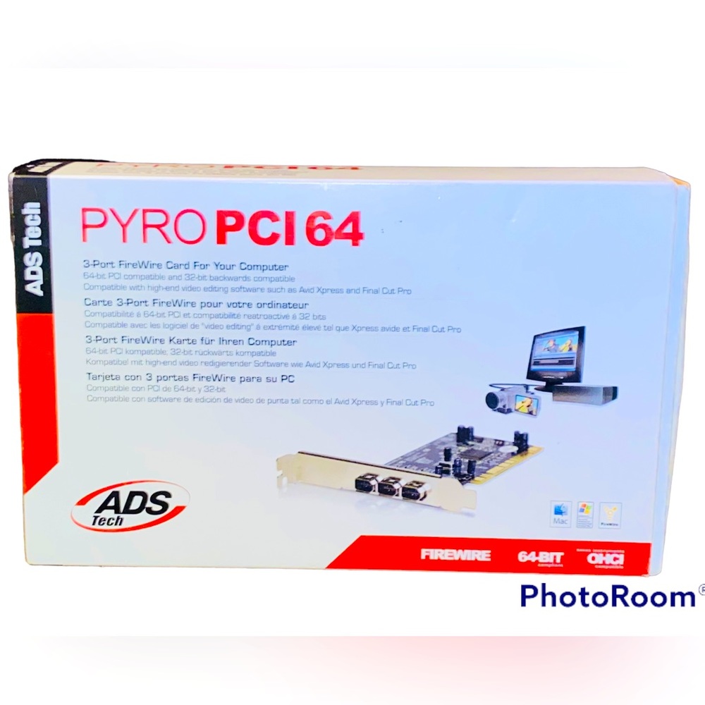 ADS Tech PYRO PCI 64 3-port Firewire Expansion Card 64 Bit 1394a